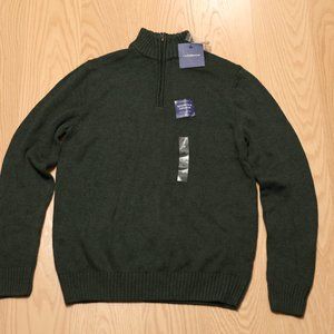 NWT CROFT & BARROW Men's Green Turtleneck Quarter Zip Sweater M